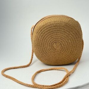 6.5 Inch Round Straw Woven Crossbody Bag - Boho Chic Summer Purse”